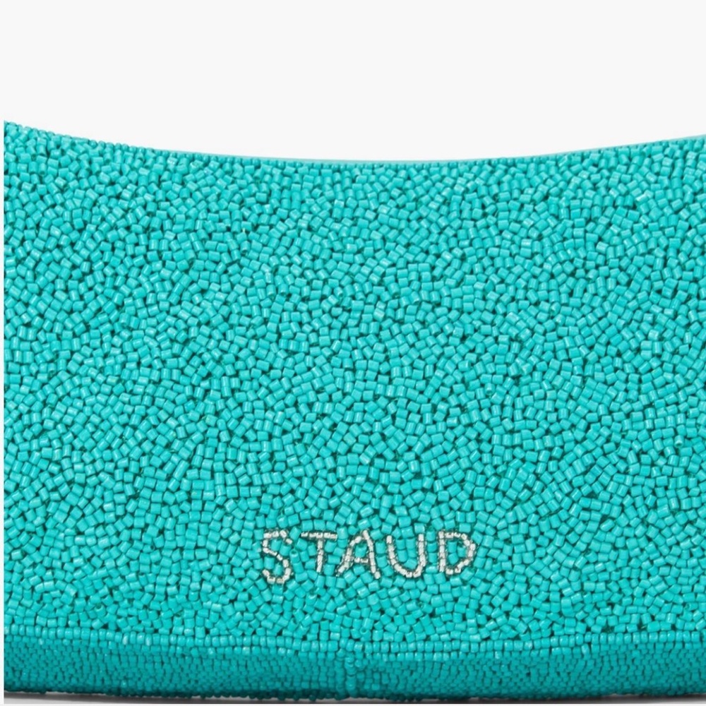NWT Staud Demy Convertible Beaded Shoulder Bag Teal - Picture 6 of 7